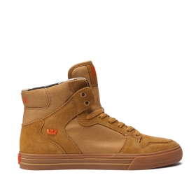 Mens Supra High Top Shoes VAIDER Tan/Lt Gum | AU-62788